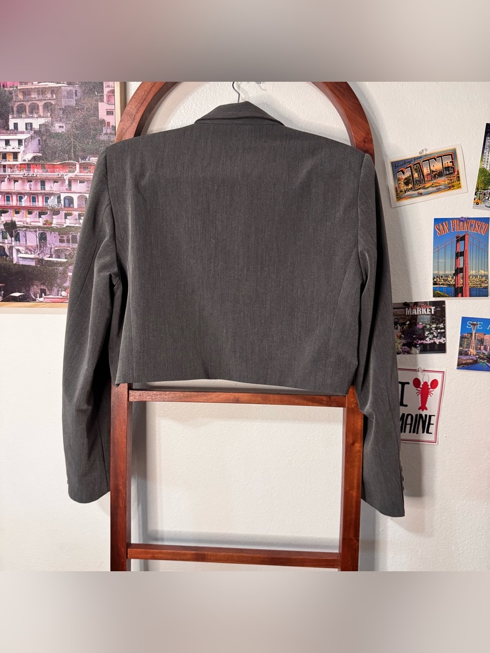 Djerf Avenue Cropped It Blazer Jacket Grey - Picture 10 of 11